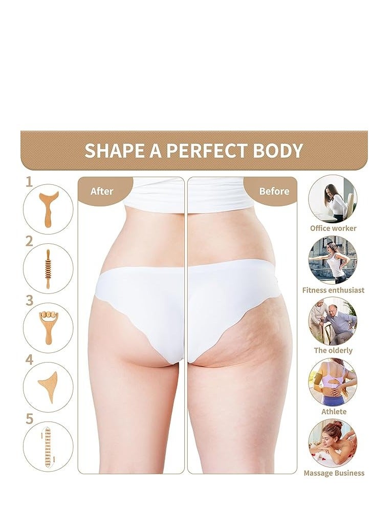 Arabest 5 In 1 Wood Therapy Massage Tools, Lymphatic Drainage Massager, Professional Maderoterapia Kit, Body Shaping, Anti-Cellulite, Massager Body Sculpting Tools for Muscle Pain Relief  - Image 5