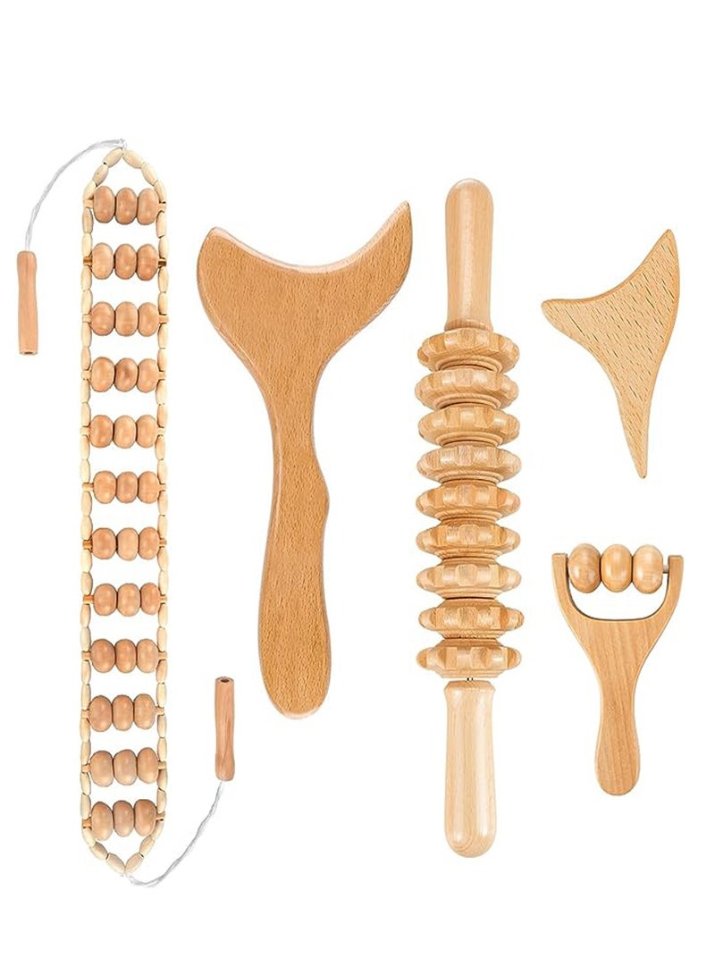 Arabest 5 In 1 Wood Therapy Massage Tools, Lymphatic Drainage Massager, Professional Maderoterapia Kit, Body Shaping, Anti-Cellulite, Massager Body Sculpting Tools for Muscle Pain Relief  - Image 1