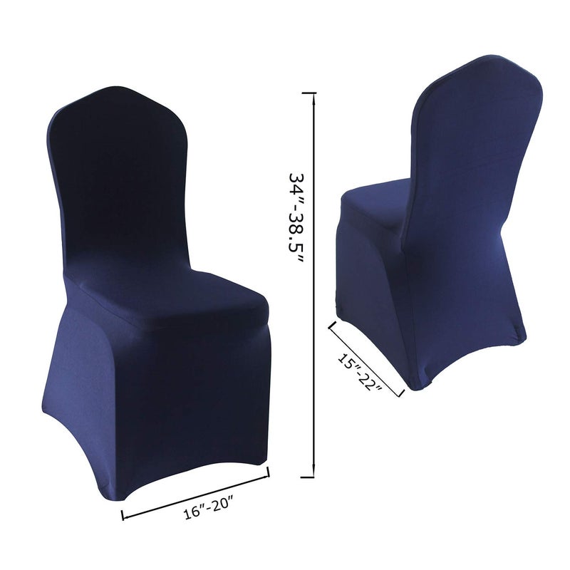 WELMATCH Navy Stretch Spandex Chair Covers - 12 pcs Wedding Party Dining Scuba Elastic Chair Covers (Navy, 12) - Image 4