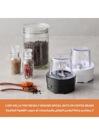 Blender With Powerful 450W Motor, Curved Stainless Steel Blade For Easy Cutting & Smooth Blending, 1.0L Plastic Jug For Easy Handling, 2 Dry Mill For Grinding , 2 Speed+1 Pulse, Safety Lock 1.45 L 450 W MX-CP3121KTZ Black - view 4