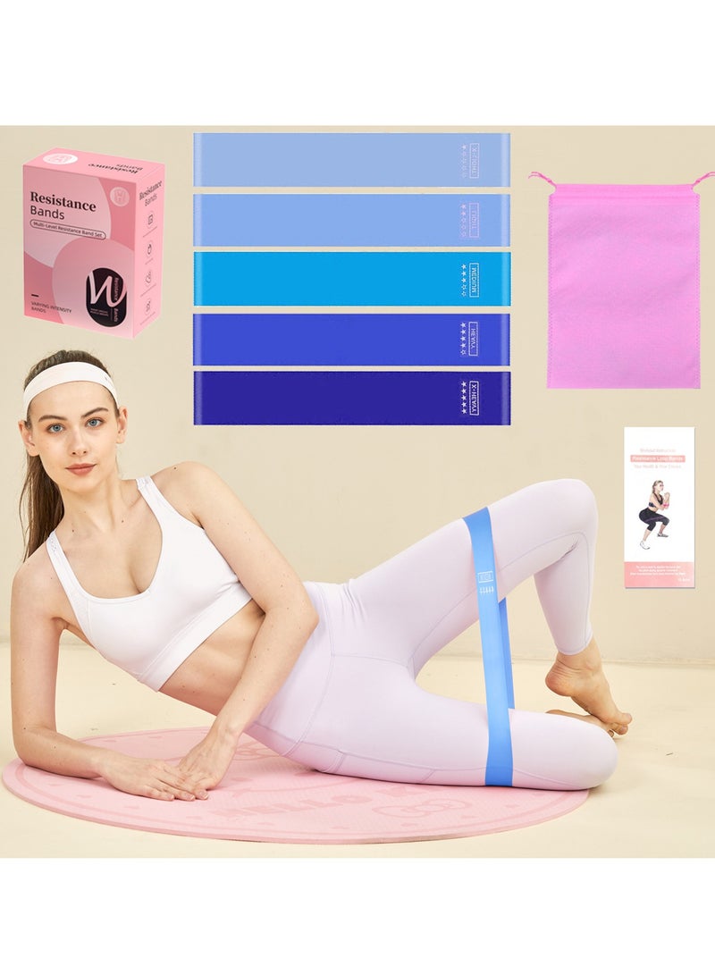 إيست تشويكس 5  مجموعة فرق المقاومة النسائية للكمبيوترات الشخصية - فرق اللياقة البدنية المطاطية المضادة للانزلاق للتدريب والبيلاتيس واليوغا وتمارين العلاج البدني والتمدد والشكل مع حقيبة الحمل ودليل التعليمات（أزرق） - Image 5