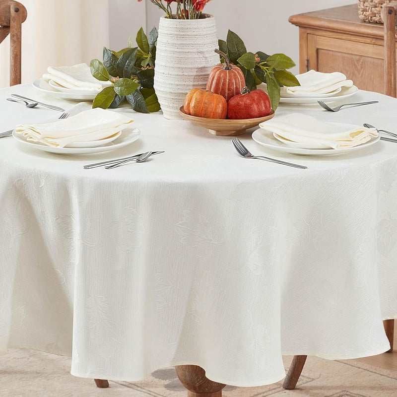 Newbridge Ivory Tremont Autumn Leaf Damask Fabric Napkins Set of 4 Napkins Fall Swirling Leaves Soil Resistant Easy Care Solid Color Table Cover for Holiday Party Dining - Image 3