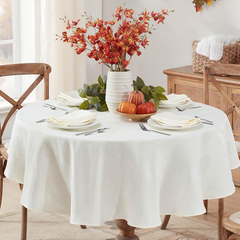 Newbridge Ivory Tremont Autumn Leaf Damask Fabric Napkins Set of 4 Napkins Fall Swirling Leaves Soil Resistant Easy Care Solid Color Table Cover for Holiday Party Dining - Image 5