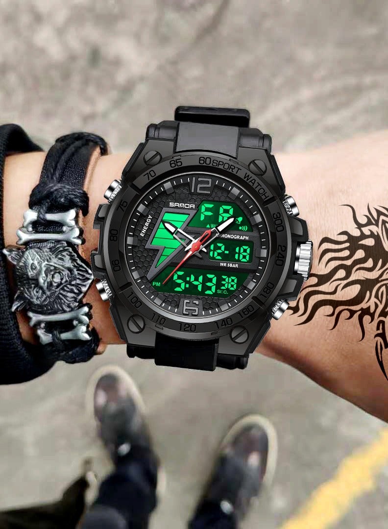 Sanda Men's Analog Digital Alarm Wrist Watches Waterproof Outdoor Sports Chronograph Hand Clock Trendy Fashion - Image 4
