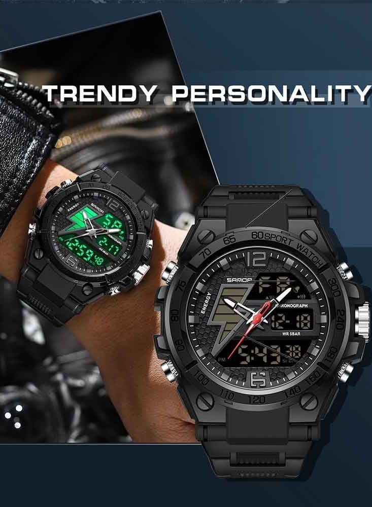 Sanda Men's Analog Digital Alarm Wrist Watches Waterproof Outdoor Sports Chronograph Hand Clock Trendy Fashion - Image 2