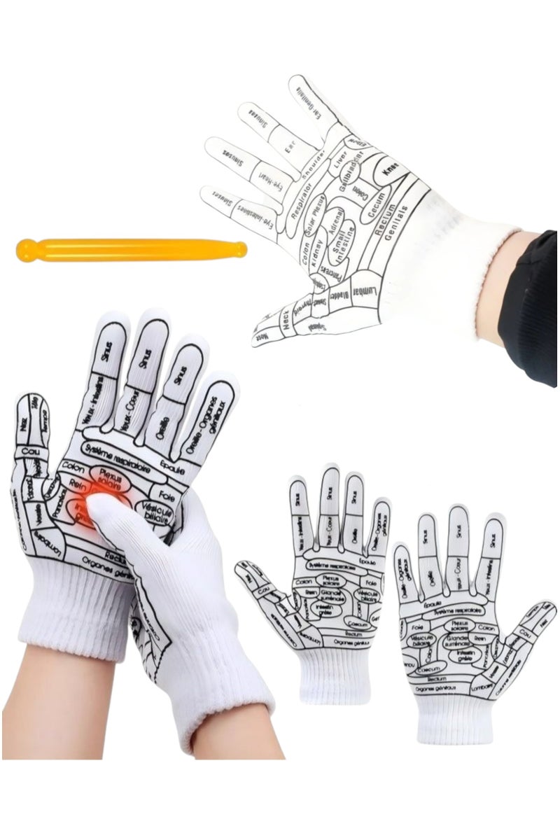Generic A set of 7 pieces to illustrate pressure points with a reflexology massage stick, concentrated only in the feet and hands. The set includes a pressure stick, a pair of hand gloves with a diagram of the pressure points, a pair of men's socks, and a pair of women's socks with a diagram of the pressure points. The set is designed with precision and ease to help you apply pressure to the massage points of the reflexology areas.  - Image 4