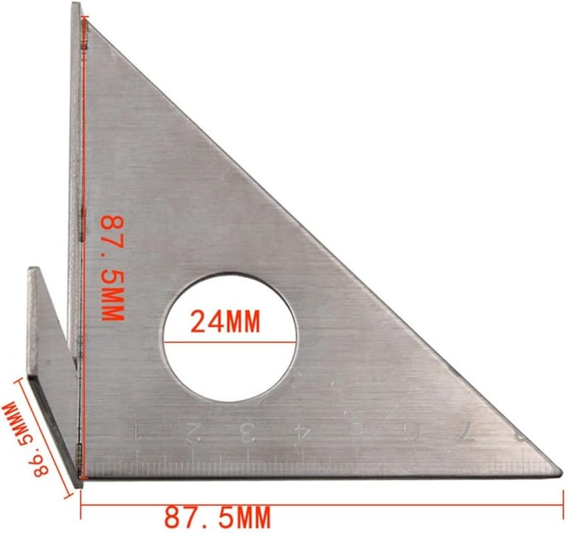 Stainless Steel 45 Degree Triangle Ruler For Woodworking Layout And Marking Tool - Image 3