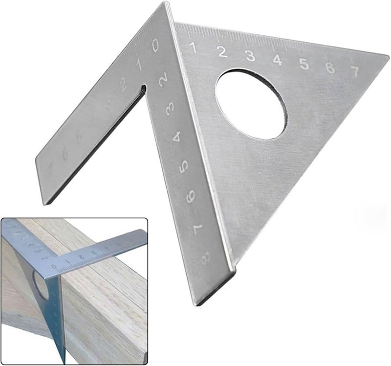 Stainless Steel 45 Degree Triangle Ruler For Woodworking Layout And Marking Tool - Image 4