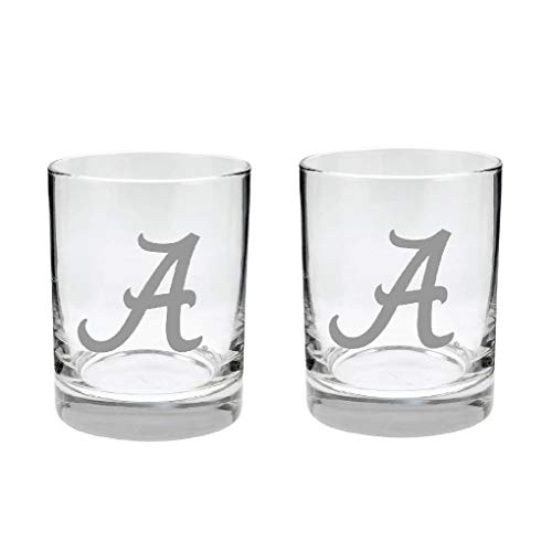 RFSJ Alabama 2-Sided Etched Satin Finish Rocks Glass Set of 2 - Image 1