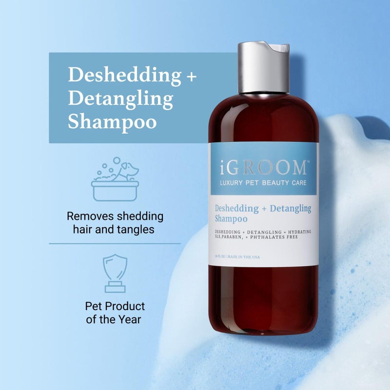 iGroom Deshedding & Detangling Dog Shampoo, Luxury Pet Beauty Care, Loosen Tangles + Unwanted Undercoat, Adds Shine + Volume, Made in USA (16 OZ) - Image 2
