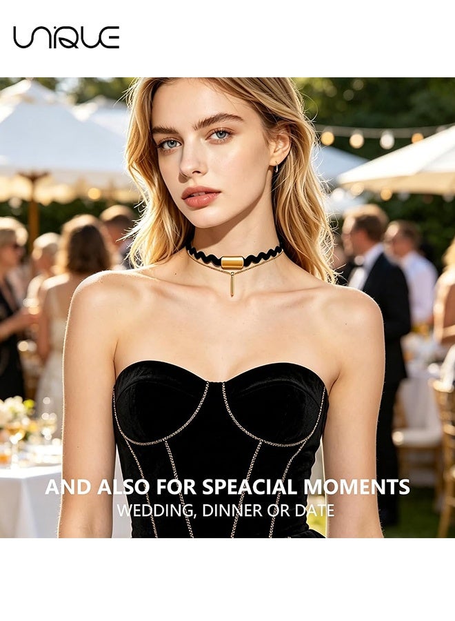 Unique 10PCS Black Choker Necklaces - Y2K 90s Layered Necklaces - 10 Styles - Adjustable Vintage Necklace Set - Comes with Storage Bag - Black - Image 5