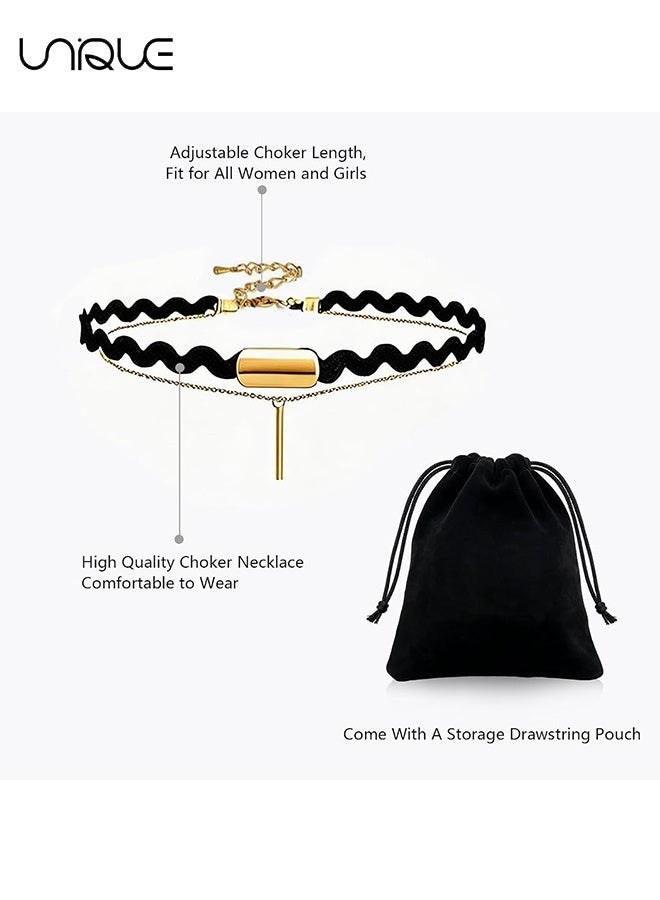 Unique 10PCS Black Choker Necklaces - Y2K 90s Layered Necklaces - 10 Styles - Adjustable Vintage Necklace Set - Comes with Storage Bag - Black - Image 3