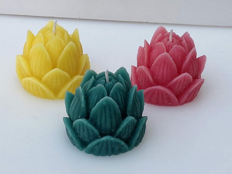 Yellow Petal Yellow Petal Paraffin Wax Lotus Scented Candles Pack Set of 3 Each 52gm