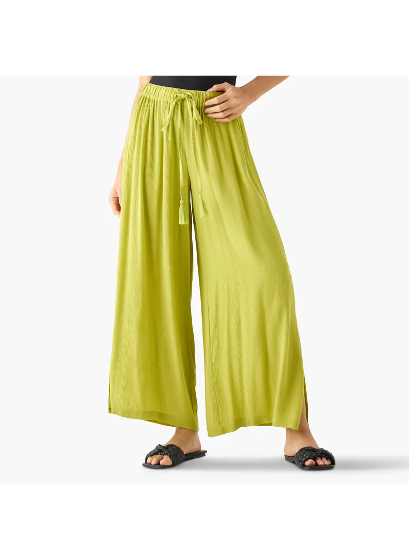 FAV Textured Palazzo Pants with Drawstring Closure
