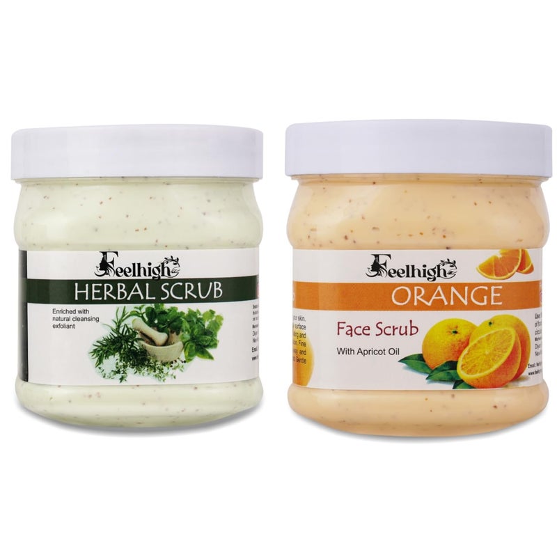 FEELHIGH Face  Body Herbal Scrub Helps to Hydration to the skin Enriched Natural Cleansing Exfoliant500ml And Orange Scrub Enriched with Apricot Oil Improve Skin looks 500ml Men  Woman - Image 1