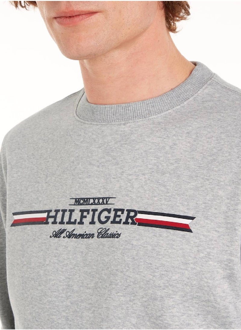 TOMMY HILFIGER Men's Sripe Pullover Hoodie, Grey - Cotton  - Image 4