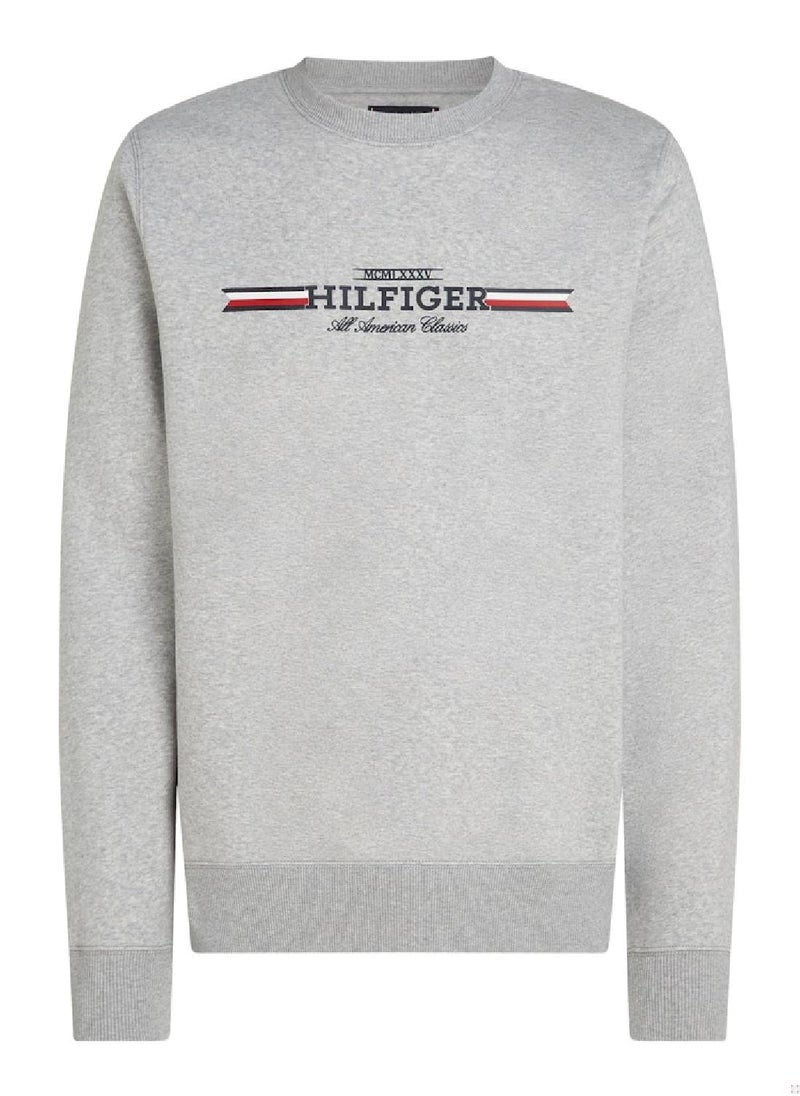 TOMMY HILFIGER Men's Sripe Pullover Hoodie, Grey - Cotton  - Image 2