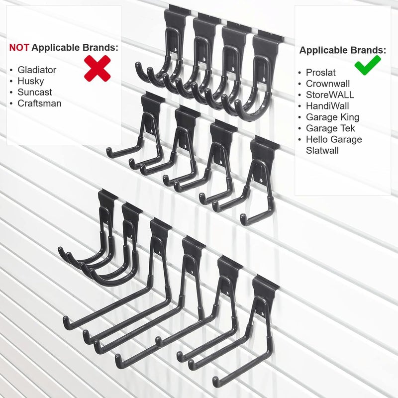 ATOOLA Slatwall Hooks, Garage Slatwall Accessories, Multi Size Slat Wall Accessory, 14 Pack Utility Hooks for Slatwall - Image 4