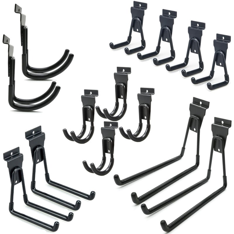 ATOOLA Slatwall Hooks, Garage Slatwall Accessories, Multi Size Slat Wall Accessory, 14 Pack Utility Hooks for Slatwall - Image 1