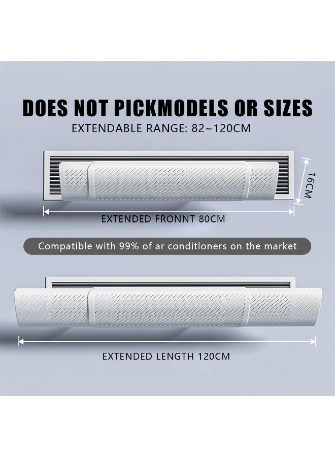 Meishida موزع هواء مكيف مركزي، موزع تدفق هواء مكيف قابل للتعديل، حواجز واقية من الرياح المباشرة للمنزل والمكتب، حاجز قابل للسحب ضد الرياح، مكيف هواء عالمي (82-120 سم) - Image 5