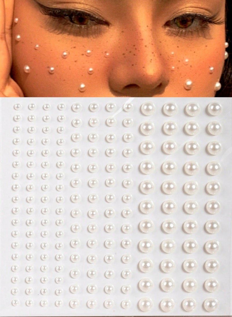 2 ورقة ملصقات لؤلؤ لاصقة ذاتية اللصق، لآلئ ملصقات أحجار كريمة للشعر والوجه والمكياج والعيون والأظافر والحرف اليدوية، أحجام متنوعة - Image 1
