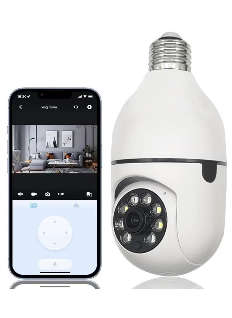 TIGER - Light Bulb-Shaped Smart Security Camera – 1080P HD Wireless Wi-Fi Surveillance Camera | Motion Detection, Night Vision, 2-Way Audio | Easy Installation via E27 Socket | Smart Home Indoor/Outdoor Light Bulb Camera | Remote Access via Mobile App - Image 1