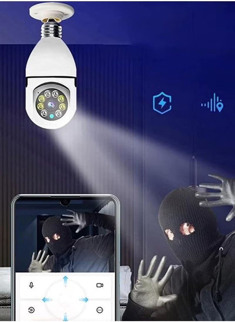 TIGER - Light Bulb-Shaped Smart Security Camera – 1080P HD Wireless Wi-Fi Surveillance Camera | Motion Detection, Night Vision, 2-Way Audio | Easy Installation via E27 Socket | Smart Home Indoor/Outdoor Light Bulb Camera | Remote Access via Mobile App - Image 1