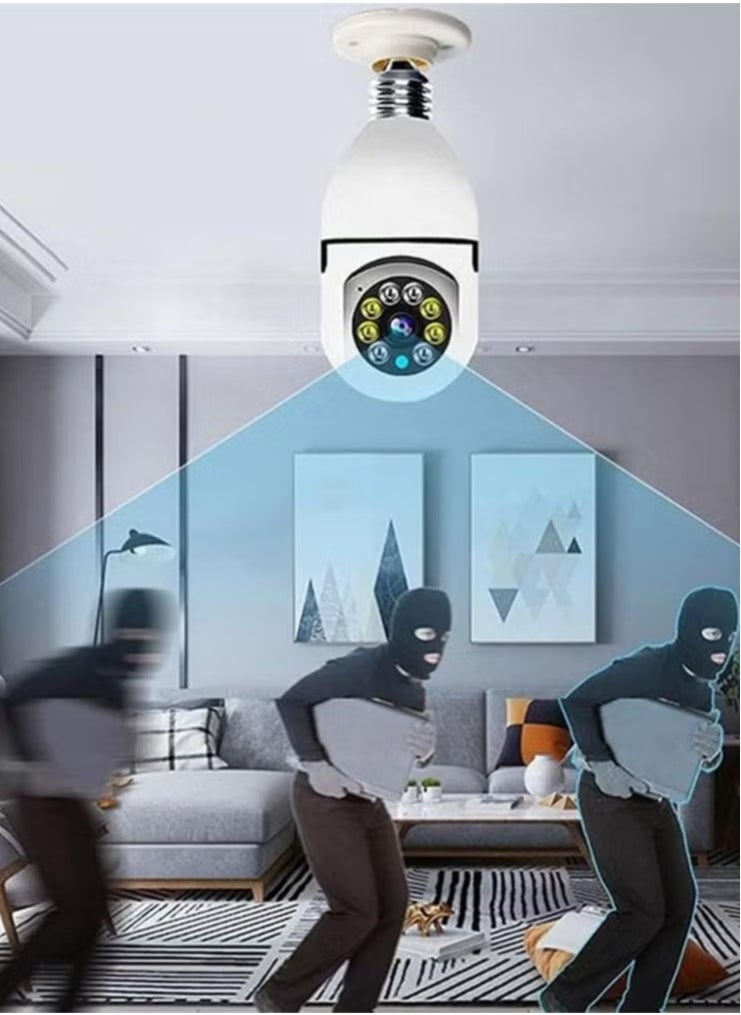 TIGER - Light Bulb-Shaped Smart Security Camera – 1080P HD Wireless Wi-Fi Surveillance Camera | Motion Detection, Night Vision, 2-Way Audio | Easy Installation via E27 Socket | Smart Home Indoor/Outdoor Light Bulb Camera | Remote Access via Mobile App - Image 1