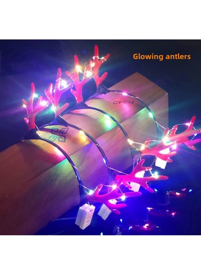 Light-emitting Hair Accessories Cat Ears Light-emitting Flash Crown Light-emitting Rabbit Ears Headband Concert Support Headdress-Color:14 Lamp Rainbow Long Velvet Rabbit Ear Hair Hoop  - Image 4