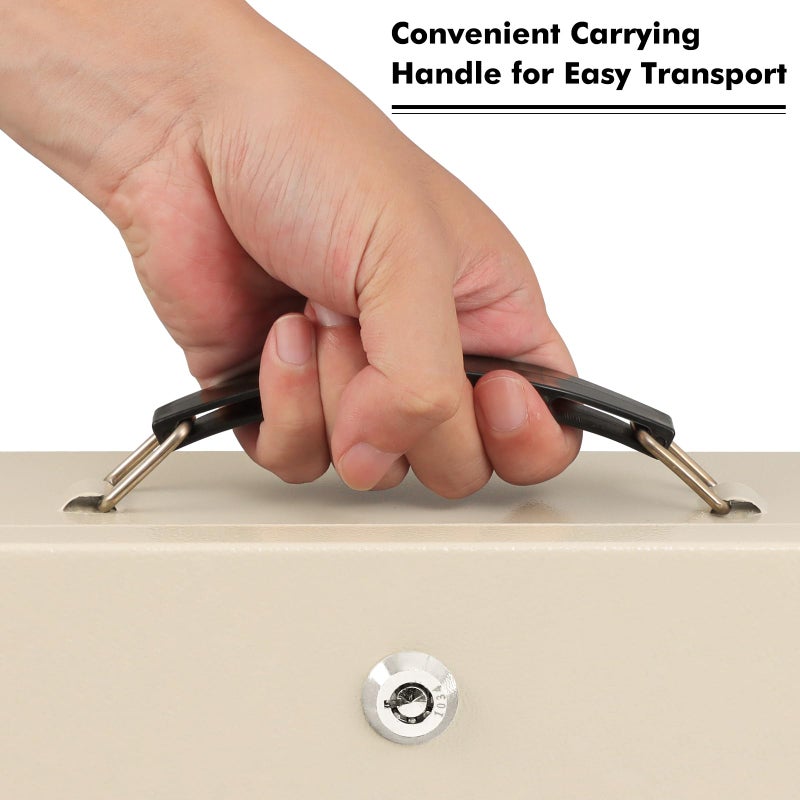 KYODOLED Fireproof Document Box with Key Lock, Small Safe Box for Valuables, Fire and Water Resistance, Fireproof Lock Box for Passport, Cash, Tablet, Exterior 12.8'' x 8.4'' x 4.5'' Beige - Image 5