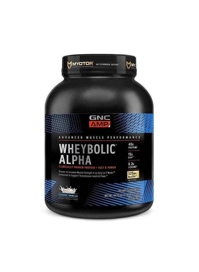 GNC - AMP Wheybolic Alpha with MyoTOR Protein Powder | Targeted Muscle Building and Workout Support Formula with BCAA | 40g Protein | Classic Vanilla | 22 Servings - Image 1