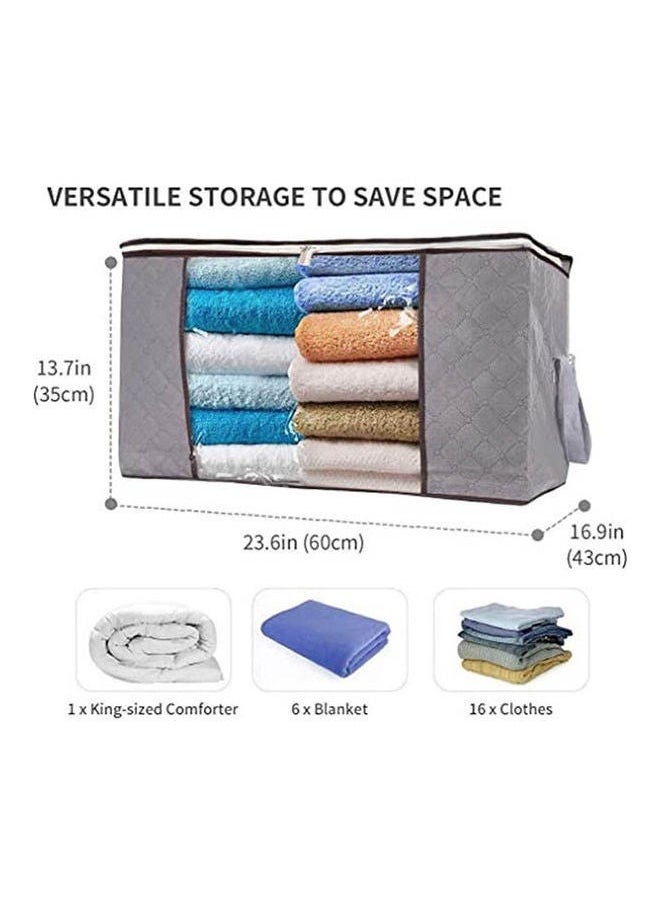 3Pcs Foldable Closet Organizer Clothing Storage Bag Box With Clear Window, Waterproof Durable Fabric Grey  - Image 2