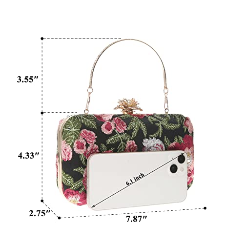 DA BODAN Womens Vintage Floral Embroidery Clutch Evening Handbag Shoulder Bags Purse for Wedding Party Prom - Image 2