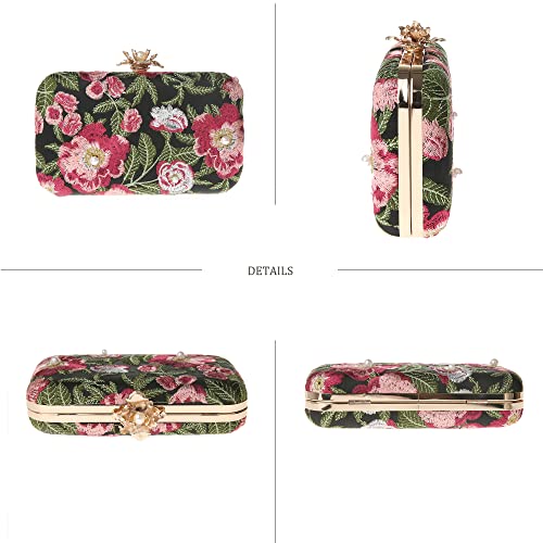 DA BODAN Womens Vintage Floral Embroidery Clutch Evening Handbag Shoulder Bags Purse for Wedding Party Prom - Image 5