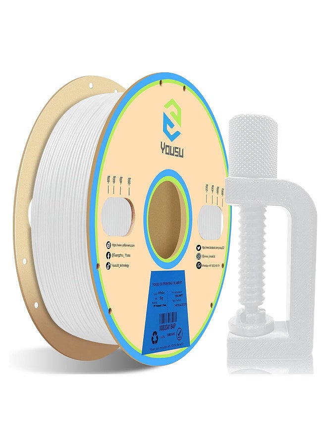 Polypropylene PP Filament  1.75mm 3D Printer Filament for 3D Printing 1kg(2.2lbs) Ultra Tough and Chemical Resistance Spool Spool