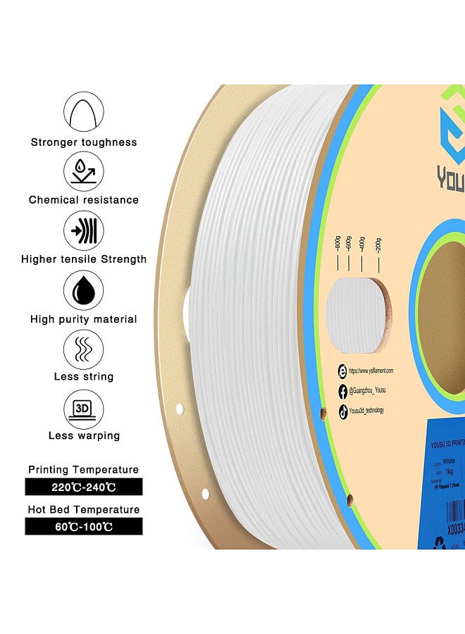 Polypropylene PP Filament  1.75mm 3D Printer Filament for 3D Printing 1kg(2.2lbs) Ultra Tough and Chemical Resistance Spool Spool
