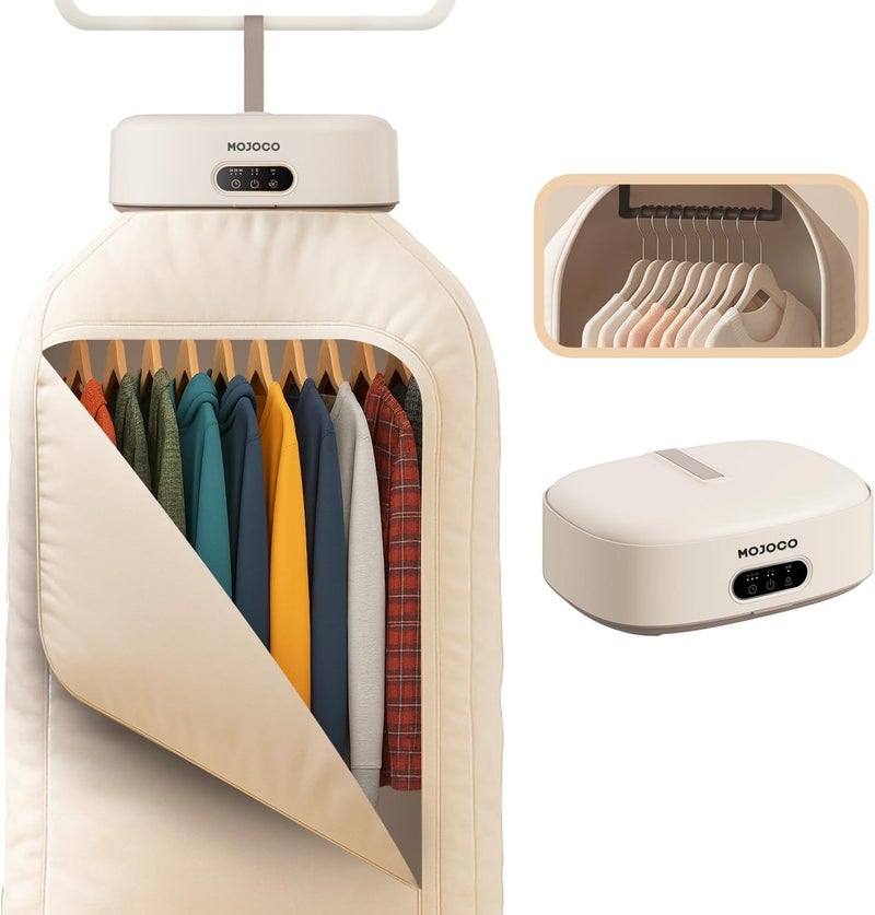 مجفف ملابس محمول من Mojoco للشقق والمنازل المتنقلة والسفر – جهاز صغير فاخر لتجفيف الملابس الخفيفة والملابس الداخلية ومستلزمات الأطفال؛ سهل الاستخدام وصغير الحجم. - Image 1