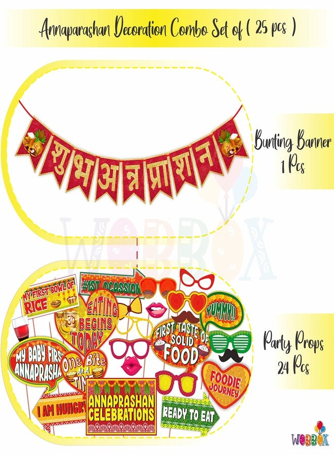 ووبوكس Wobbox Annaprashan Props، Subh Annaprashan Banner، مجموعة ديكور Annaprashan (25 قطعة) (FP4416) - Image 1