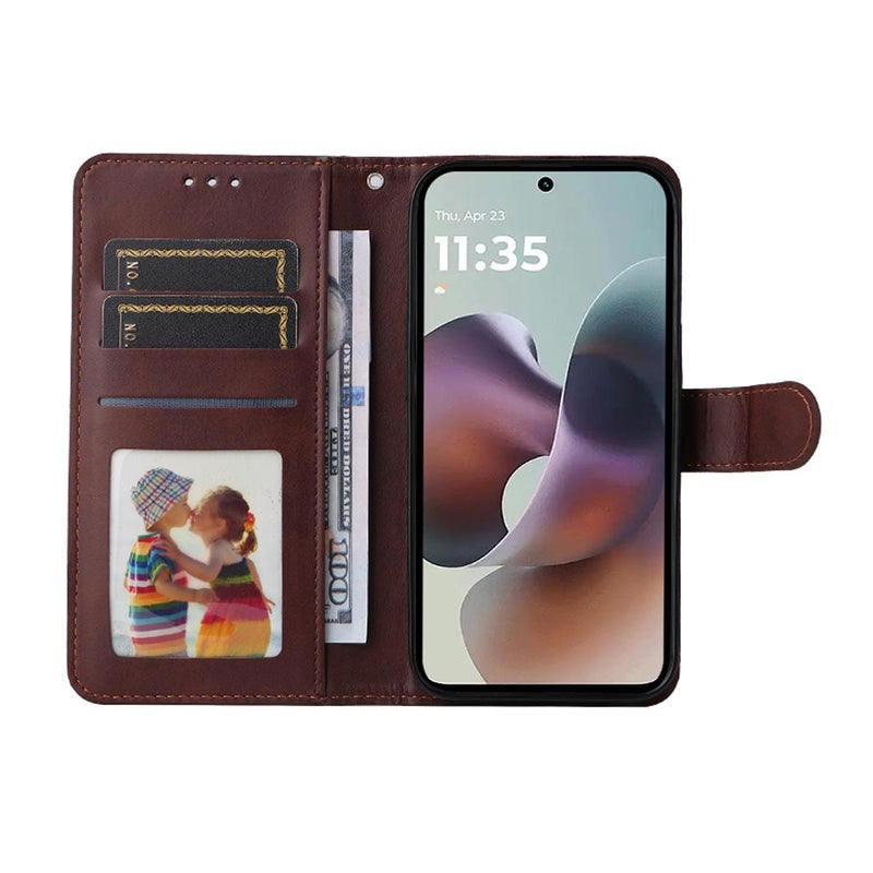 إنكاي جراب هاتف من جلد العجل مع غطاء حماية للشاشة لهاتف موتورولا موتو جي 56 / جي 66 جي / جي 66 واي 5 جي (أحمر) - Image 4