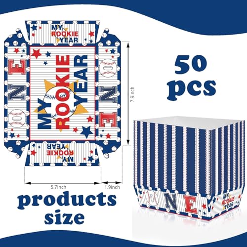 WIQEDOHA Rookie of The Year 1st Birthday Decorations - 50 Pack Baseball Party Supplies Set With Disposable Boats, Paper Food Serving Tray for Baseball Themed First Birthday Party - Image 2