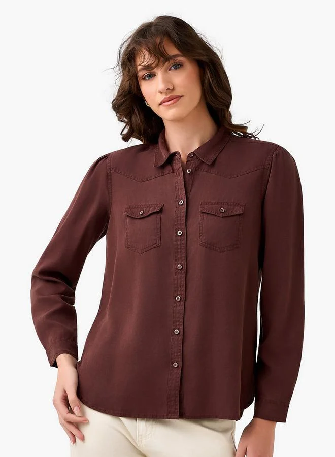 Splash FAV Regular Fit Lyocell Denim Shirt with Pockets