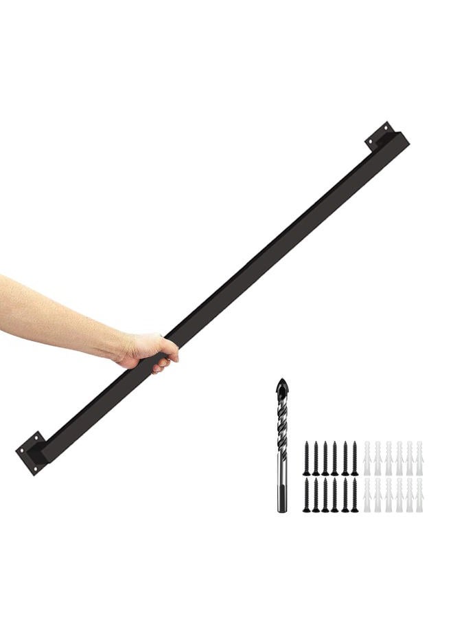 ACQUAN 3FT Black Industrial Iron Hand Railing, Wall Support Handle for Indoor Stairs & Outdoor Decks, Non-Slip & Rust-Resistant - Image 1
