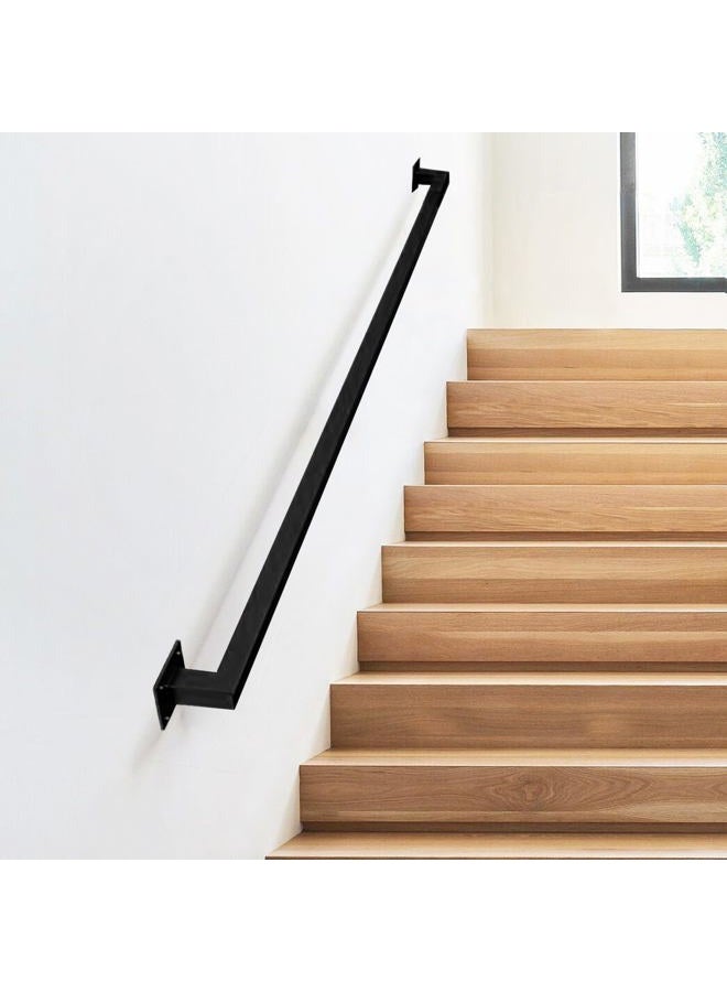 ACQUAN 3FT Black Industrial Iron Hand Railing, Wall Support Handle for Indoor Stairs & Outdoor Decks, Non-Slip & Rust-Resistant - Image 3