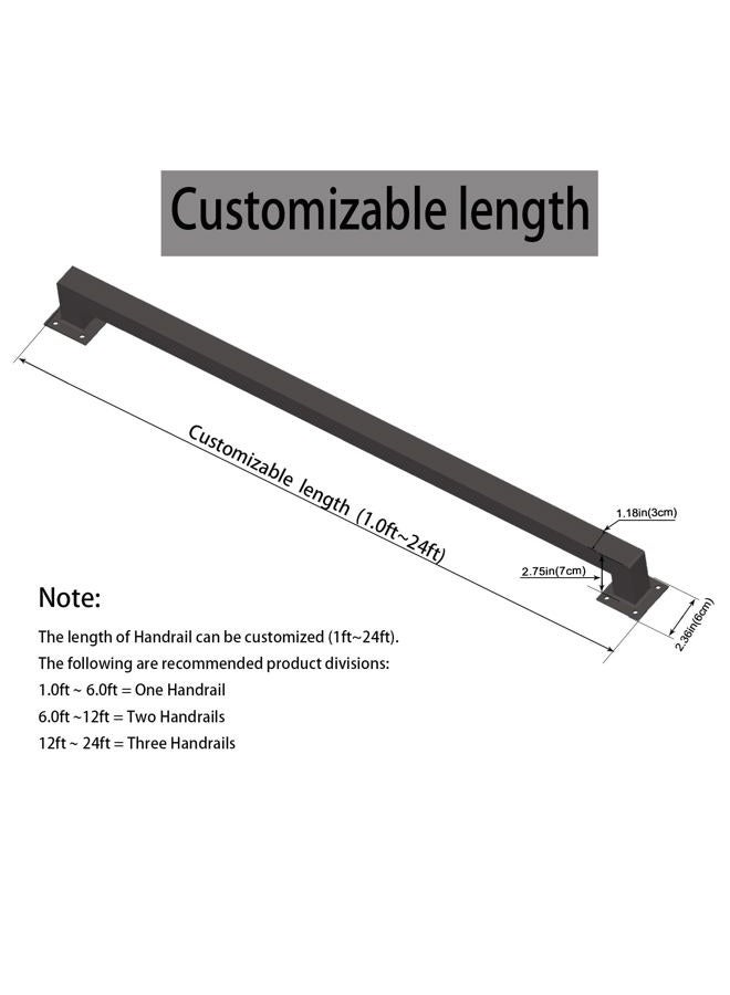 ACQUAN 3FT Black Industrial Iron Hand Railing, Wall Support Handle for Indoor Stairs & Outdoor Decks, Non-Slip & Rust-Resistant - Image 2