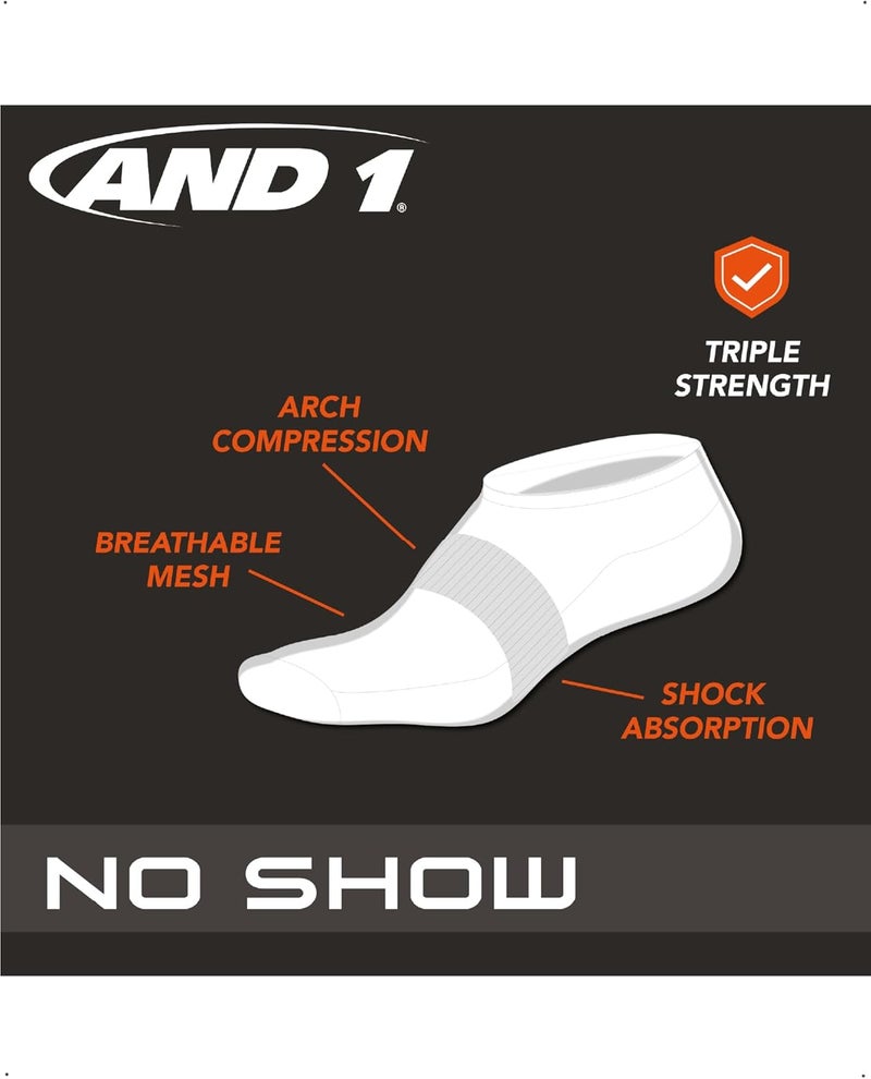 And1 Mens No Show Socks - 12 Pack Performance Stretch Athletic Compression Socks for Men - Sports Low Cut Socks (6-12.5) - Image 2