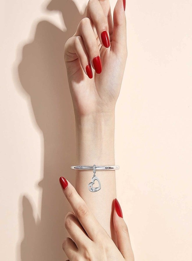 KunBead Womens Big Sister Little Sister Charms Rose Gold Heart Love Dangle Birthday Charm Compatible with Pandora Bracelet set for 2 for Bracelets - Image 3