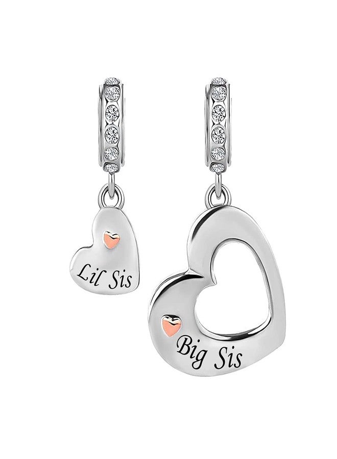 KunBead Womens Big Sister Little Sister Charms Rose Gold Heart Love Dangle Birthday Charm Compatible with Pandora Bracelet set for 2 for Bracelets - Image 1