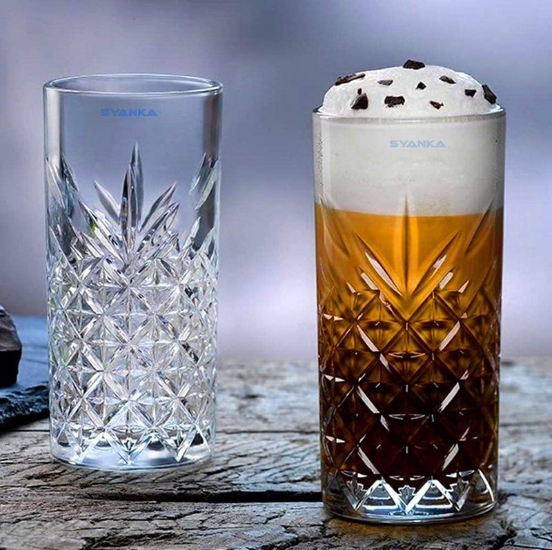 SYANKA Italian Premium Water and Juice Glasses Set of 4 Transparent, 300ml, Crystal Stylish Highball Glasses for Drinking Water, Juice and Cocktails - Image 4