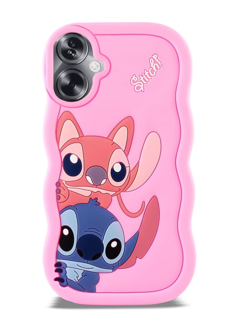 Lilo and Stitch Cartoon 3D Wavy Soft Silicone Phone Case for Oppo A79 5G (Pink)