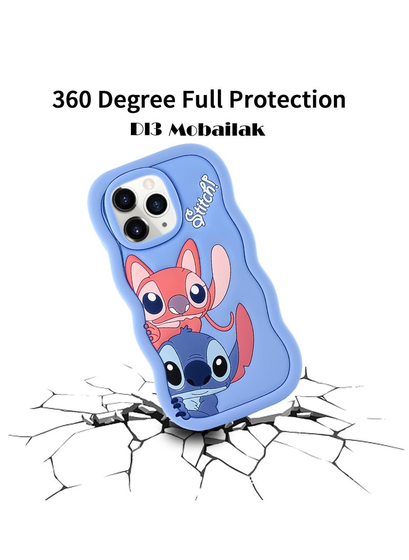 Lilo and Stitch Cartoon 3D Wavy Soft Silicone Phone Case for Oppo A79 5G (Pink)